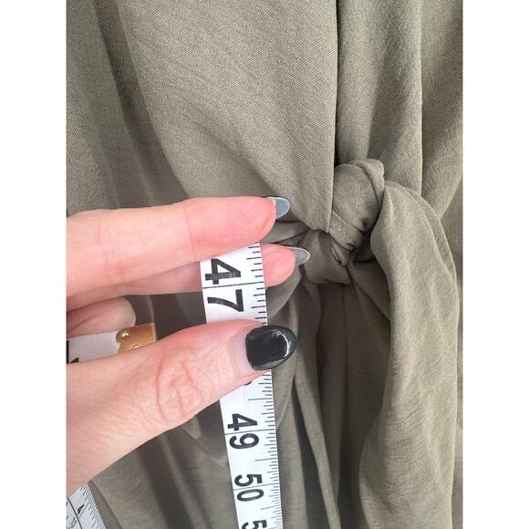 Zara Dress Womens Medium Olive Green Khaki Midi Knot Front Loose Minimalist - Picture 5 of 6